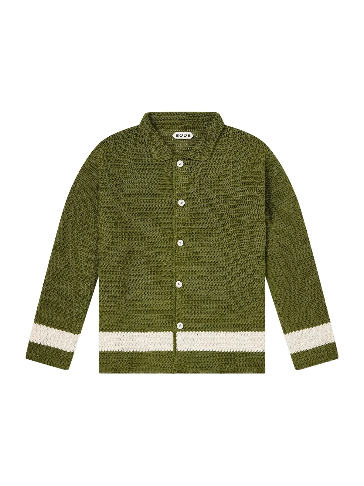 BODE Marsh Striped Crochet-Knit Cotton Shirt - Men