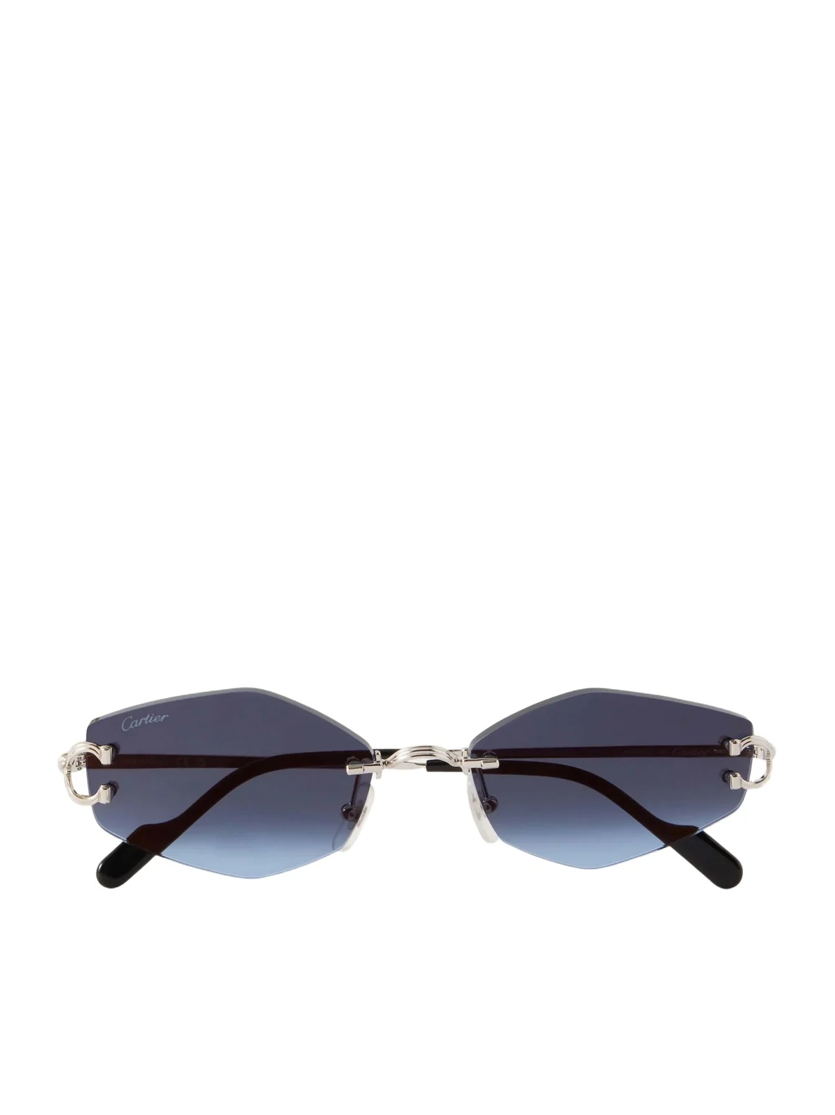 Cartier Eyewear Rimless Round-Frame Silver-Tone Metal Sunglasses - Men
