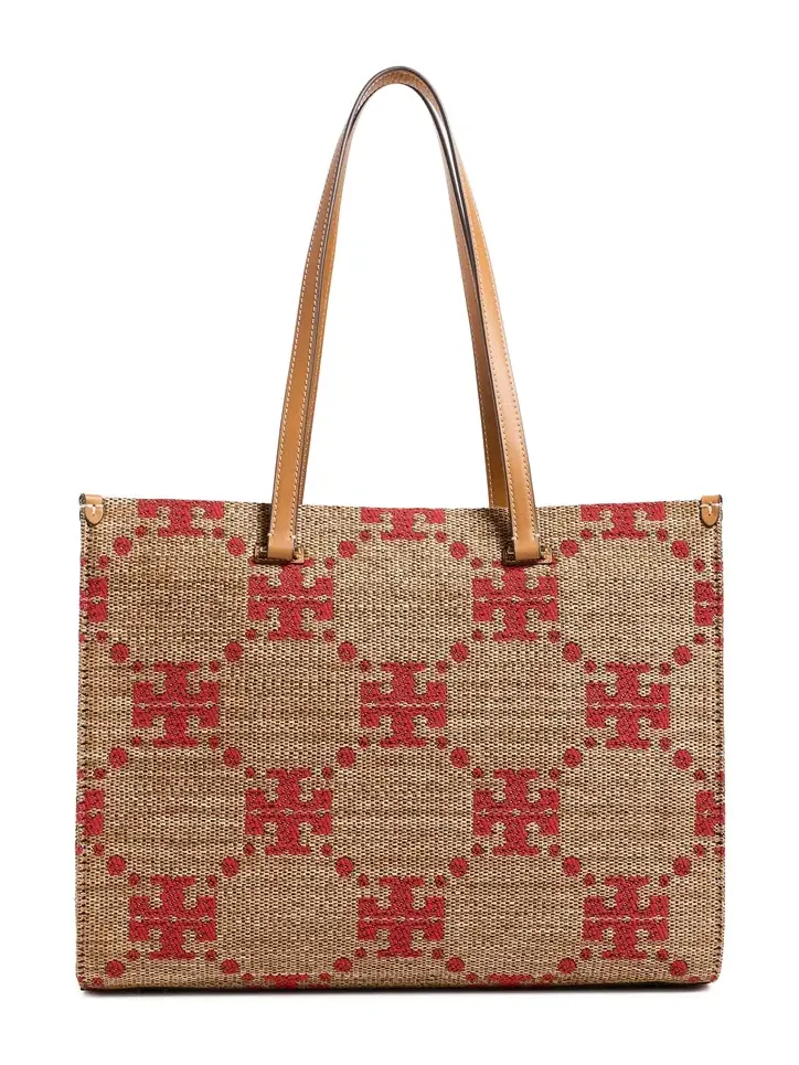 T Monogram Straw Tote
