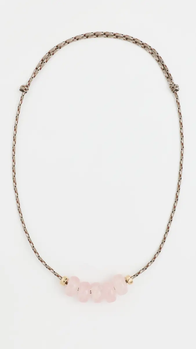 Zoë Chicco 14k Rose Quartz Slider Desert Necklace 14k Yellow Gold One Size | Thumbnail 2