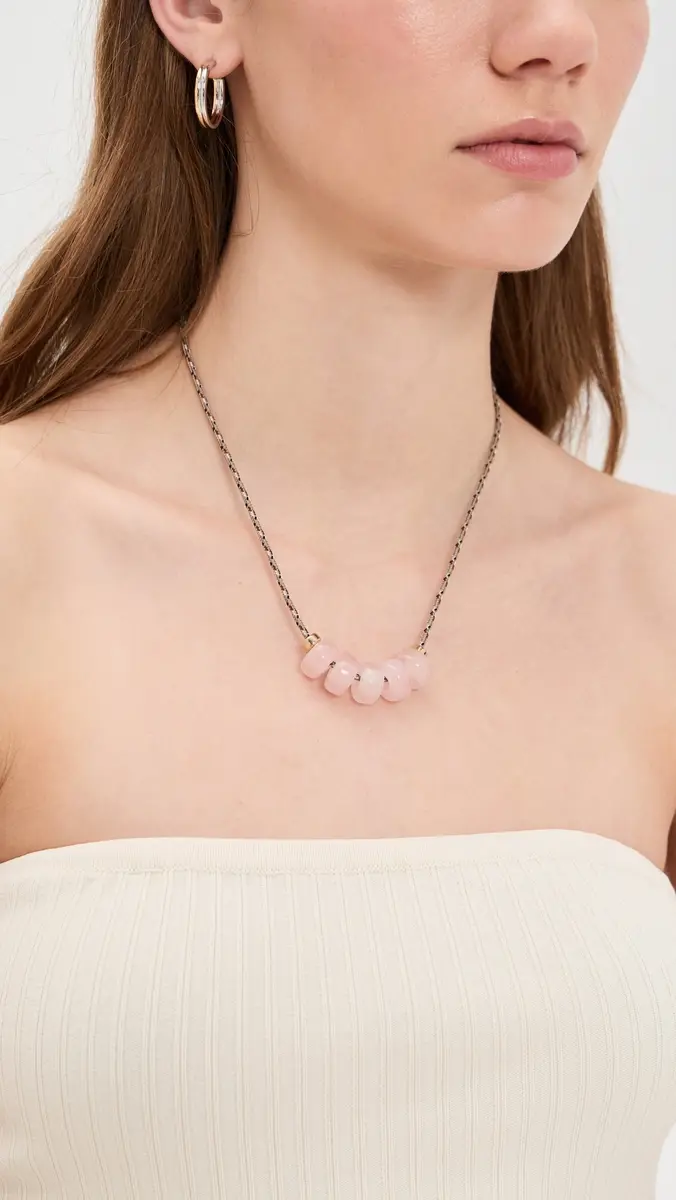 Zoë Chicco 14k Rose Quartz Slider Desert Necklace 14k Yellow Gold One Size | Thumbnail 3