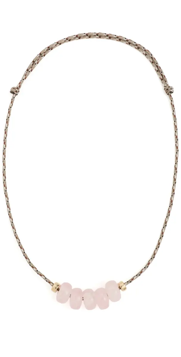 14k Rose Quartz Slider Desert Necklace 14k Yellow Gold One Size