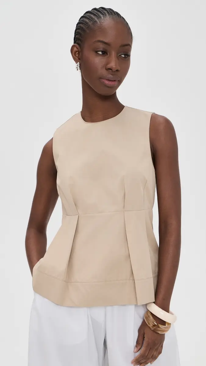 Vince Crew Neck Paneled Top Wheatstone | Thumbnail 2 Vince Crew Neck Paneled Top Wheatstone | Thumbnail 2