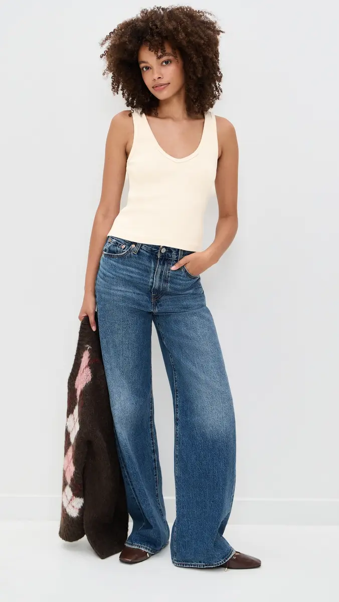 perfectwhitetee tructured Rib V-Neck Tank ugar | Thumbnail 5