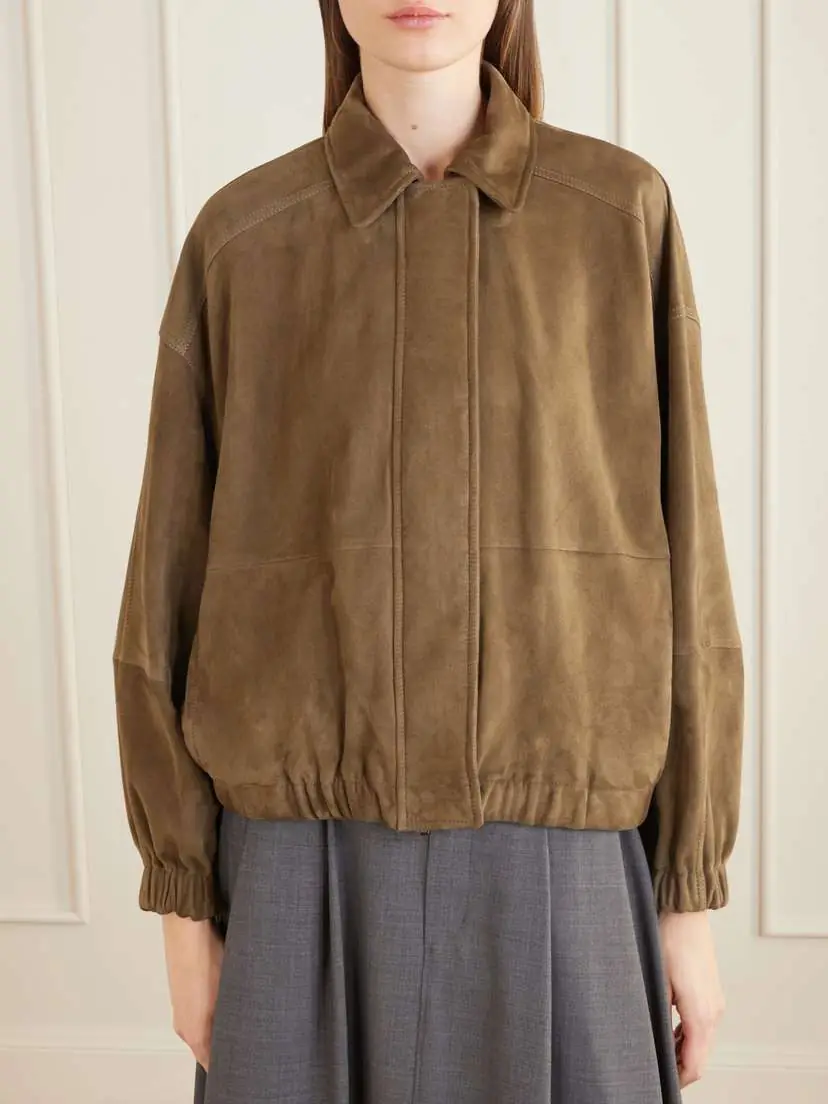 Brunello Cucinelli Paneled Suede Bomber Jacket | Thumbnail 3