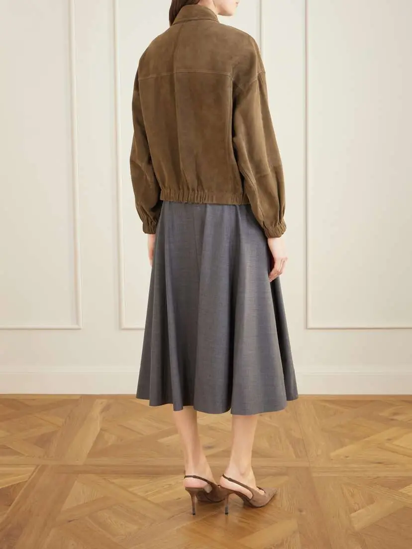 Brunello Cucinelli Paneled Suede Bomber Jacket | Thumbnail 4