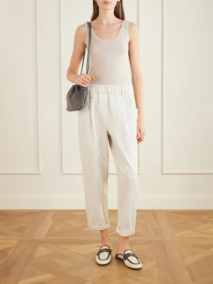 Brunello Cucinelli Tapered Cotton-blend Trousers | Thumbnail 2