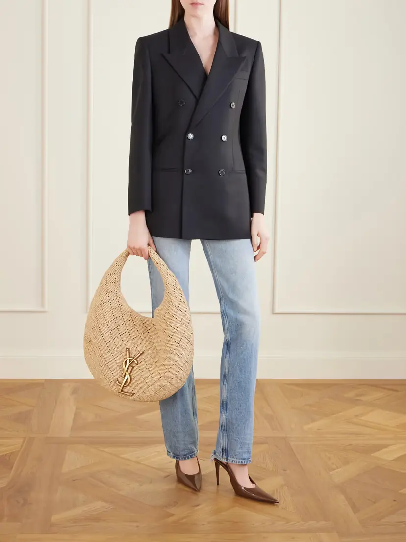 Saint Laurent Icare Cassandre-embellished Woven Raffia Shoulder Bag | Thumbnail 3 Saint Laurent Icare Cassandre-embellished Woven Raffia Shoulder Bag | Thumbnail 3