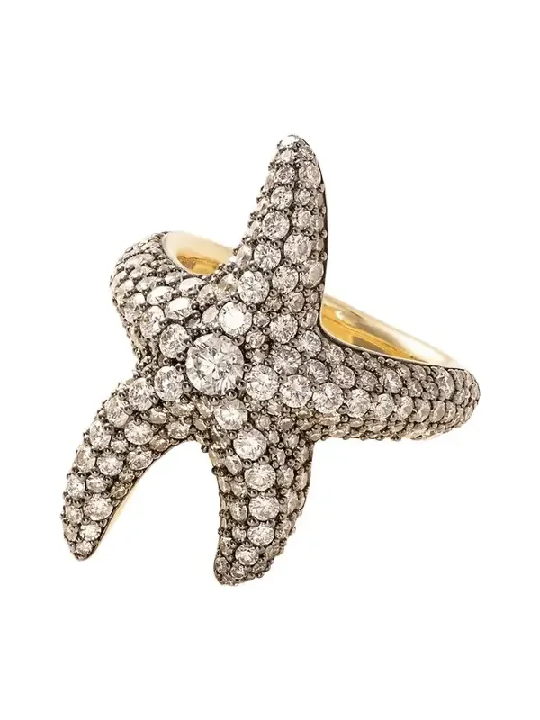 Sea Star Ring 14-karat Gold Rhodium-plated Diamond Ring