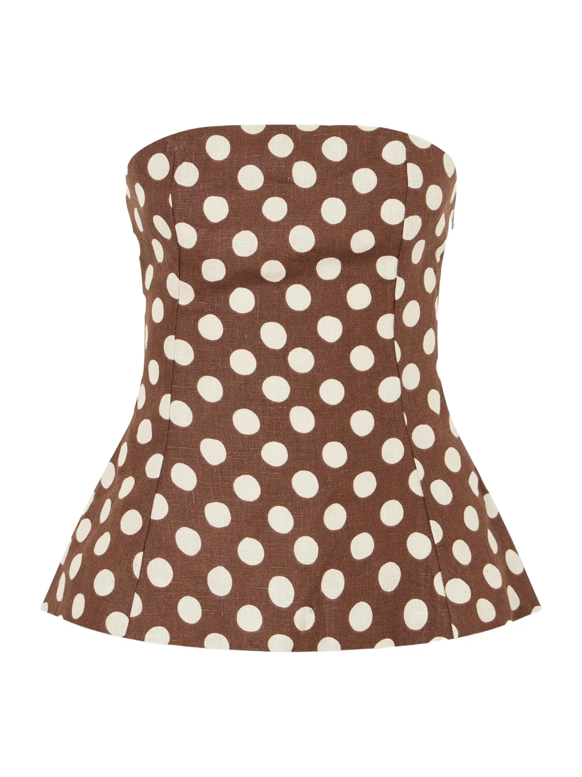 Petro Strapless Polka-dot Linen Top