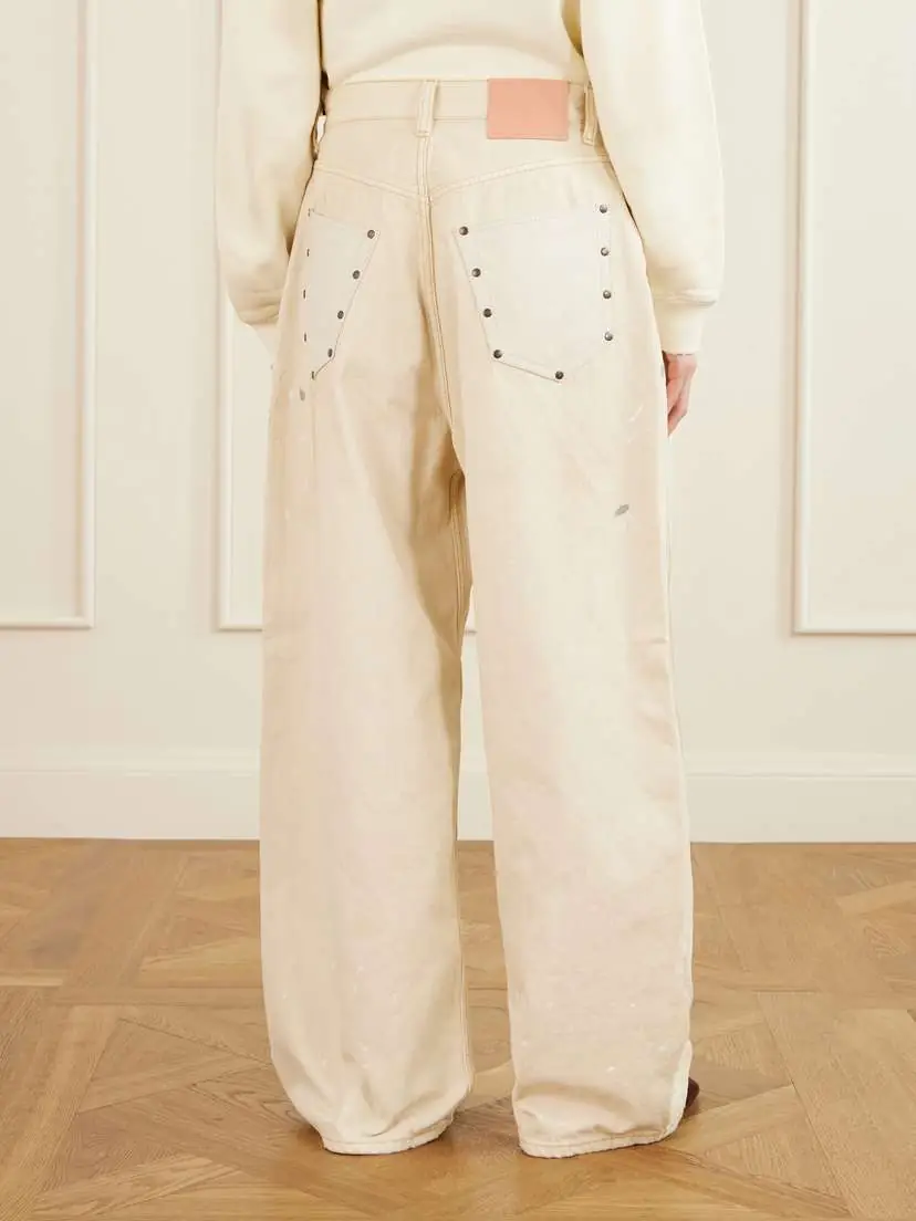 Acne Studios 2023 Distressed Low-waist Leather-trimmed Jeans | Thumbnail 3 Acne Studios 2023 Distressed Low-waist Leather-trimmed Jeans | Thumbnail 3