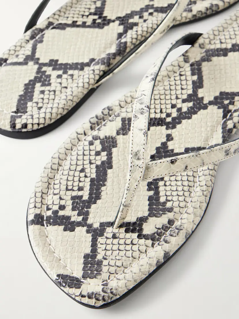 Staud Freja Snake-embossed Leather Flip Flops | Thumbnail 5