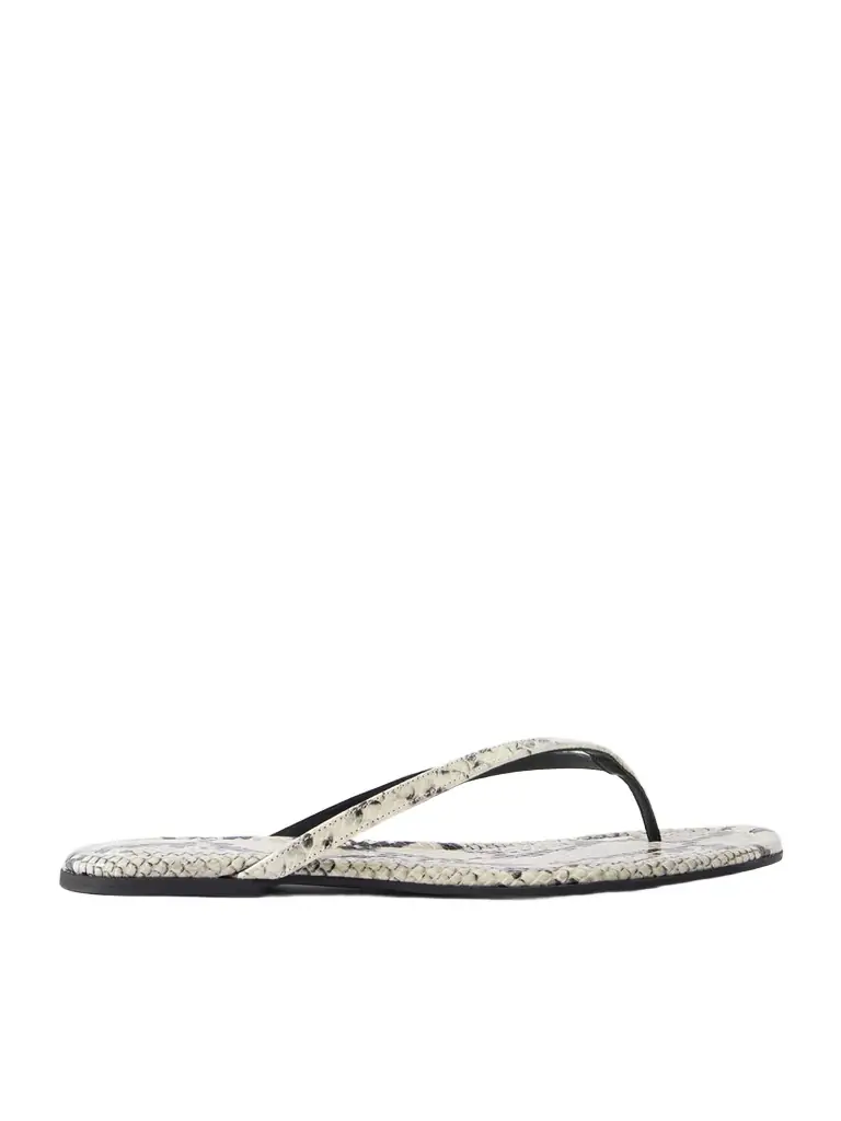 Freja Snake-embossed Leather Flip Flops