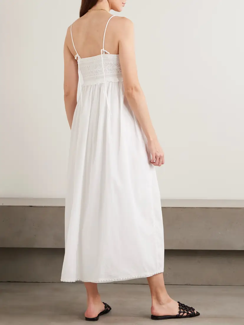 Posse Danielle Lace-trimmed Cotton Midi Dress | Thumbnail 3