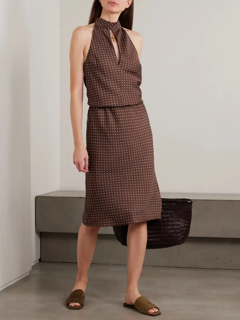 Posse Phoebe Polka-dot Tencel™ Lyocell Halterneck Midi Dress | Thumbnail 2 Posse Phoebe Polka-dot Tencel™ Lyocell Halterneck Midi Dress | Thumbnail 2