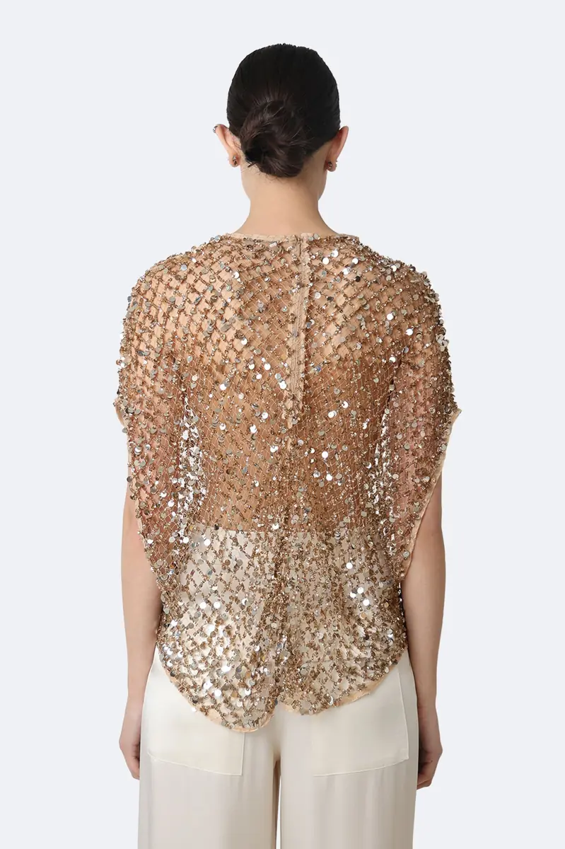 Lapointe Net Mesh Sequin Cape Tee | Thumbnail 2