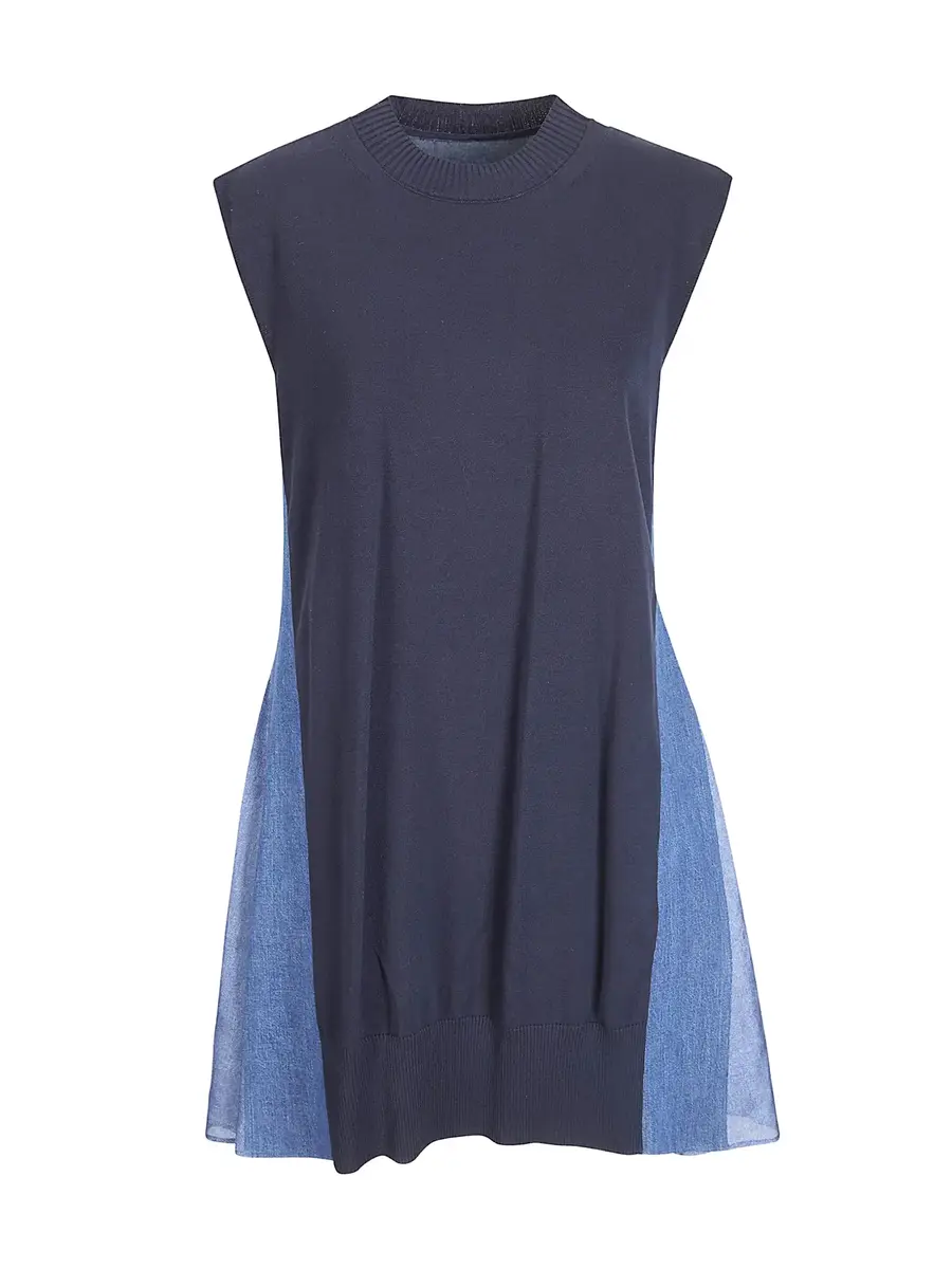 Sacai Denim x Knit Mini Dress