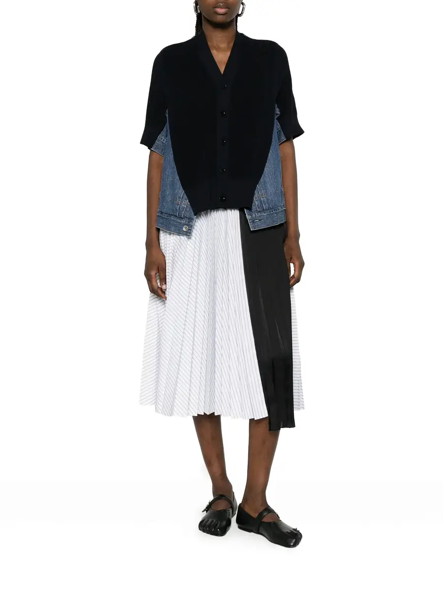 Sacai Denim x Knit Short Sleeve Cardigan | Thumbnail 2 Sacai Denim x Knit Short Sleeve Cardigan | Thumbnail 2