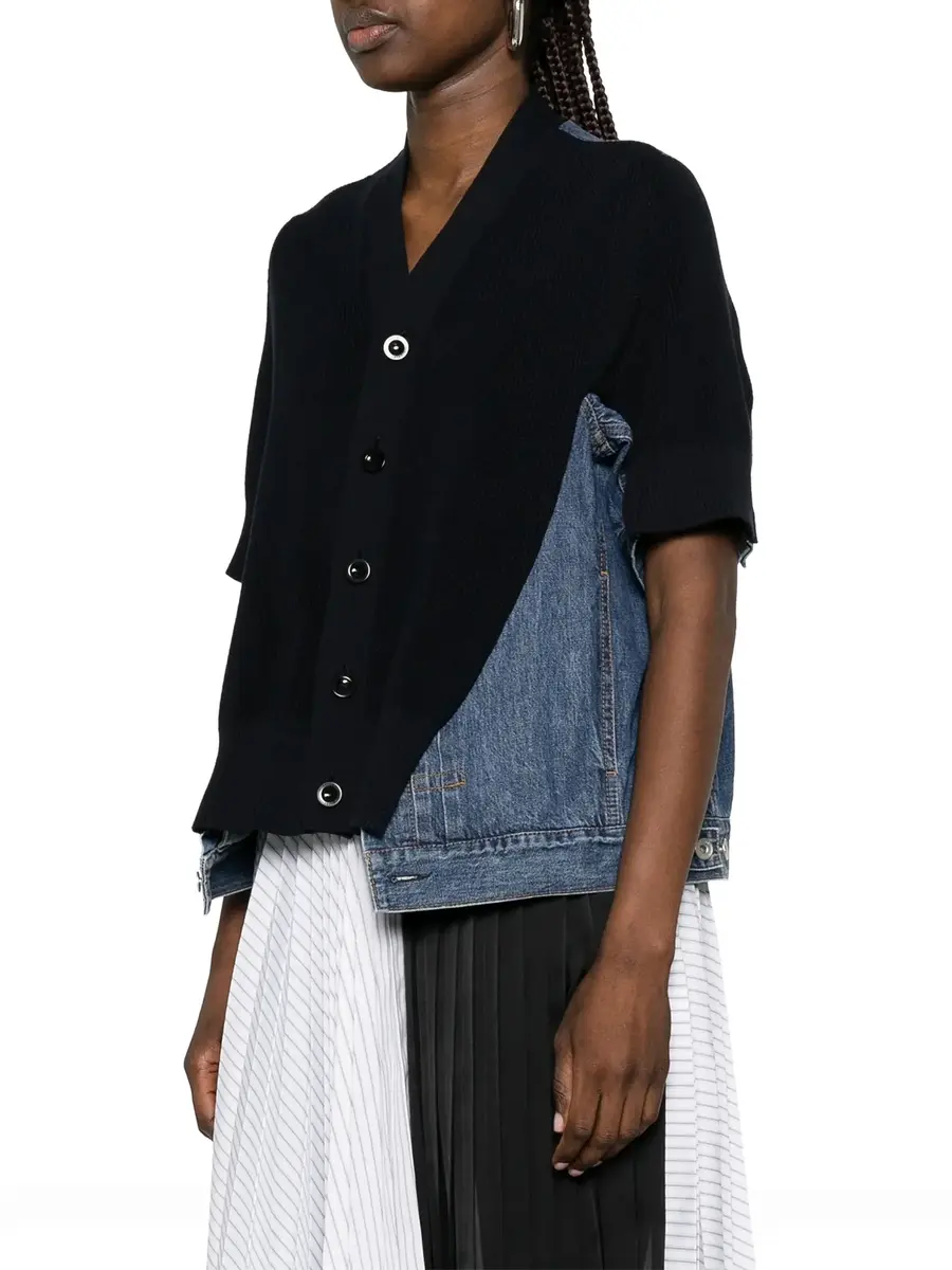 Sacai Denim x Knit Short Sleeve Cardigan | Thumbnail 3 Sacai Denim x Knit Short Sleeve Cardigan | Thumbnail 3