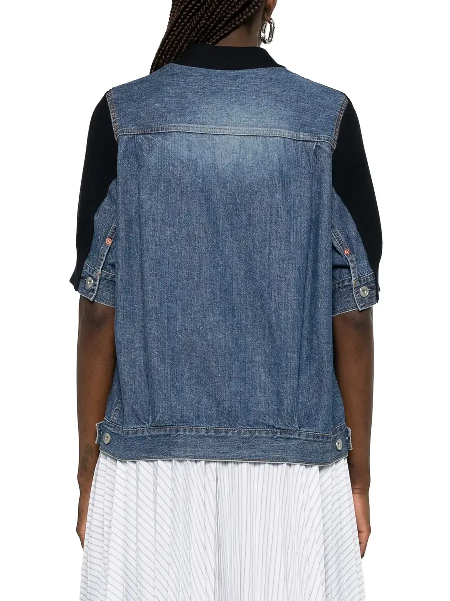 Sacai Denim x Knit Short Sleeve Cardigan | Thumbnail 4 Sacai Denim x Knit Short Sleeve Cardigan | Thumbnail 4