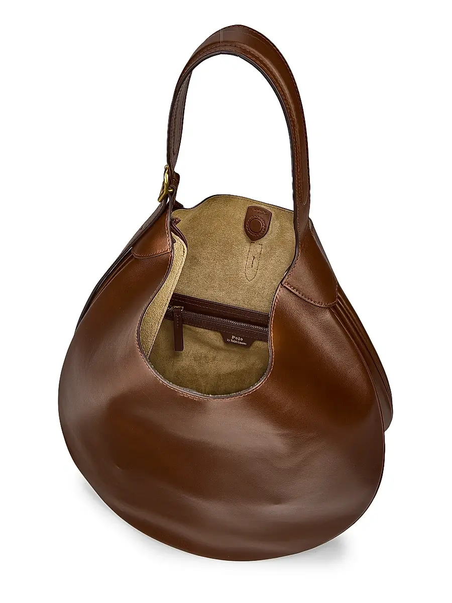 Polo Ralph Lauren Women's Polo ID Leather Shoulder Bag - Acorn | Thumbnail 4