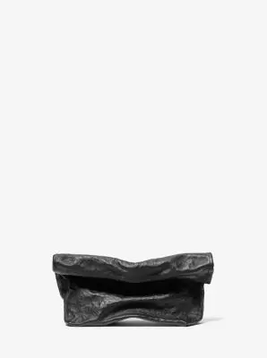 Michael Kors Collection Maggie Crackled Leather Lunch Bag Clutch in Black - One Size by Michael Kors Collection | Thumbnail 2 Michael Kors Collection Maggie Crackled Leather Lunch Bag Clutch in Black - One Size by Michael Kors Collection | Thumbnail 2