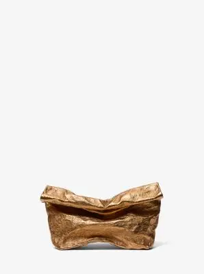 Michael Kors Collection Maggie Metallic Crackled Leather Lunch Bag Clutch | Thumbnail 2
