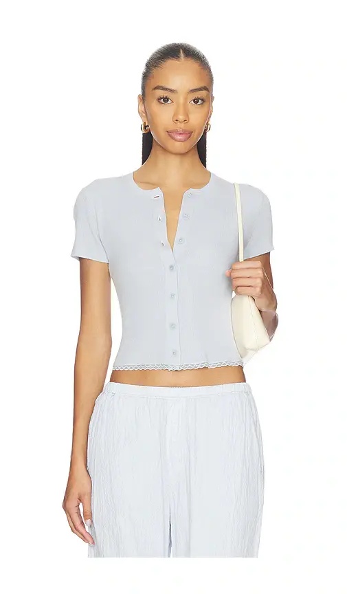 Sablyn Adelaide Slim Short Sleeve Cardigan With Lace
