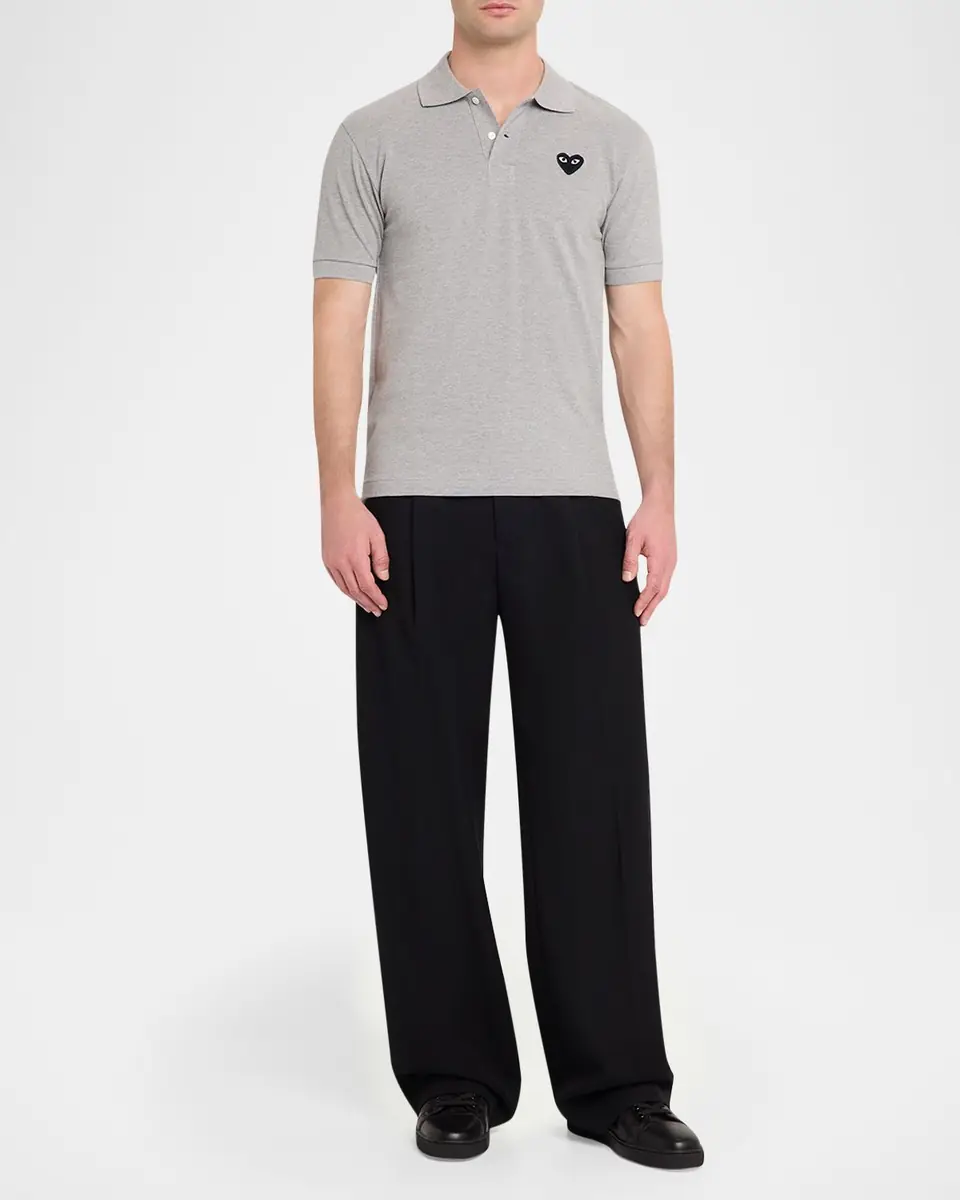 Comme des Garçons Men's Black Heart Cotton Polo Shirt | Thumbnail 2 Comme des Garçons Men's Black Heart Cotton Polo Shirt | Thumbnail 2