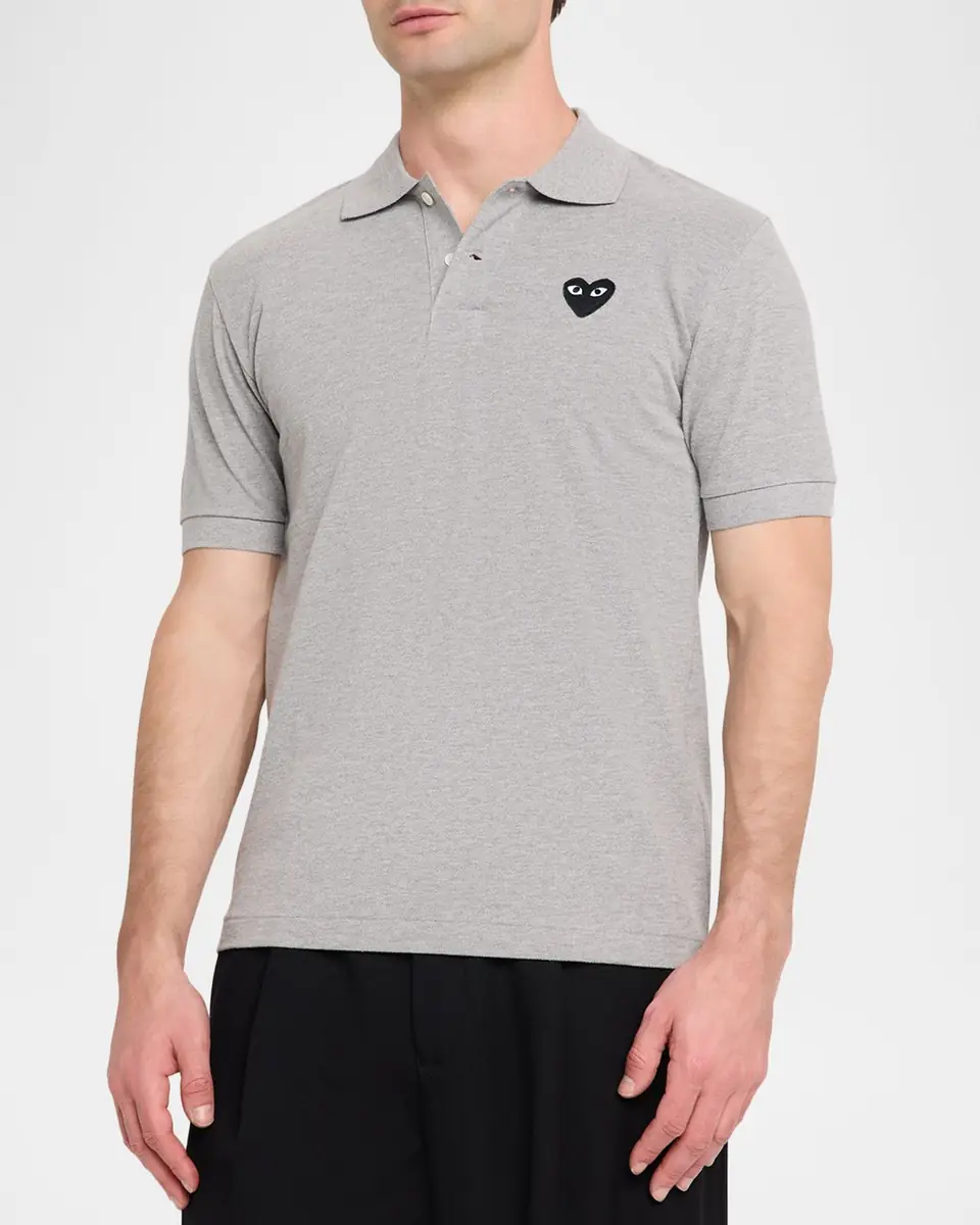 Comme des Garçons Men's Black Heart Cotton Polo Shirt | Thumbnail 4 Comme des Garçons Men's Black Heart Cotton Polo Shirt | Thumbnail 4