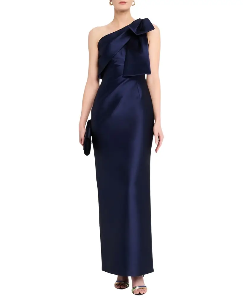Sachin & Babi Bonnie One-Shoulder Bow Column Gown | Image 1 Sachin & Babi Bonnie One-Shoulder Bow Column Gown | Image 1