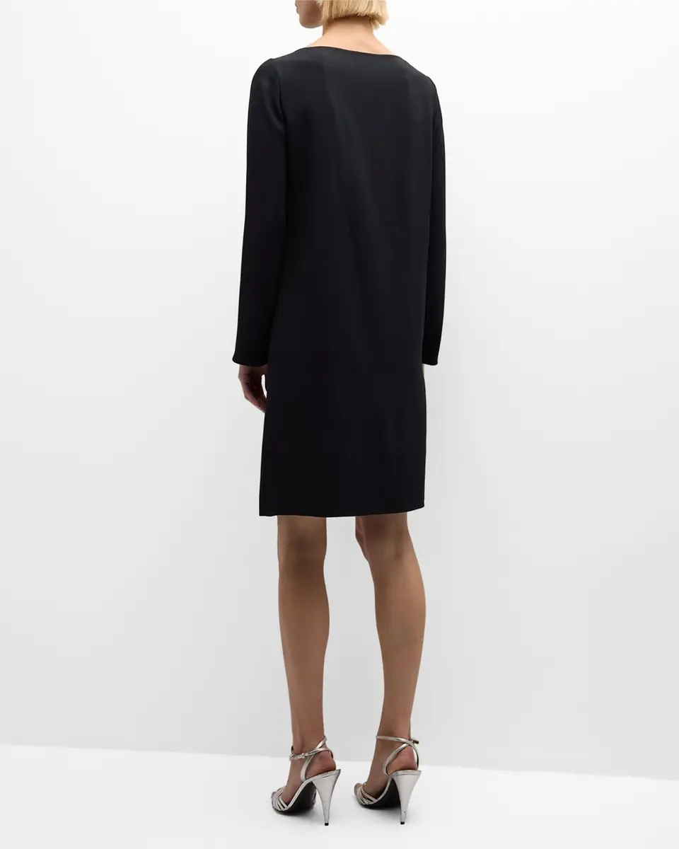 Emporio Armani Gathered Bateau-Neck Satin Midi Shift Dress | Thumbnail 3 Emporio Armani Gathered Bateau-Neck Satin Midi Shift Dress | Thumbnail 3