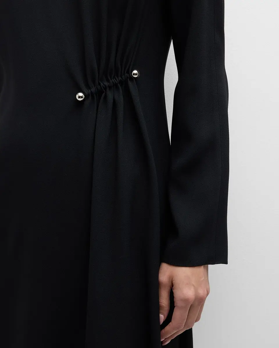 Emporio Armani Gathered Bateau-Neck Satin Midi Shift Dress | Thumbnail 4 Emporio Armani Gathered Bateau-Neck Satin Midi Shift Dress | Thumbnail 4