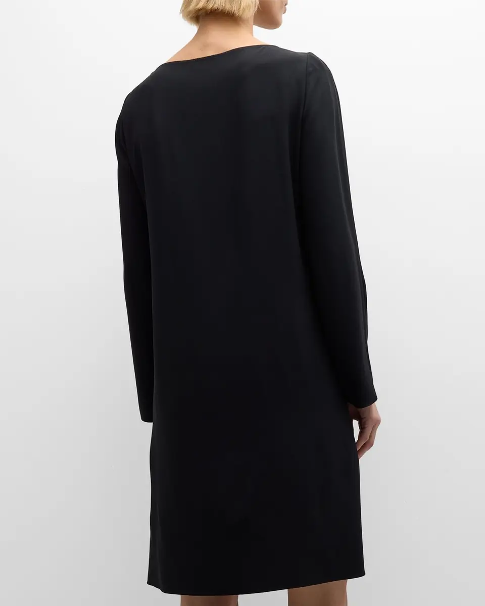 Emporio Armani Gathered Bateau-Neck Satin Midi Shift Dress | Thumbnail 5 Emporio Armani Gathered Bateau-Neck Satin Midi Shift Dress | Thumbnail 5