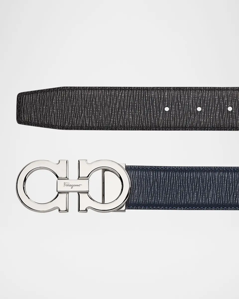 Ferragamo Men's Reversible Leather Gancini-Buckle Belt | Thumbnail 2 Ferragamo Men's Reversible Leather Gancini-Buckle Belt | Thumbnail 2
