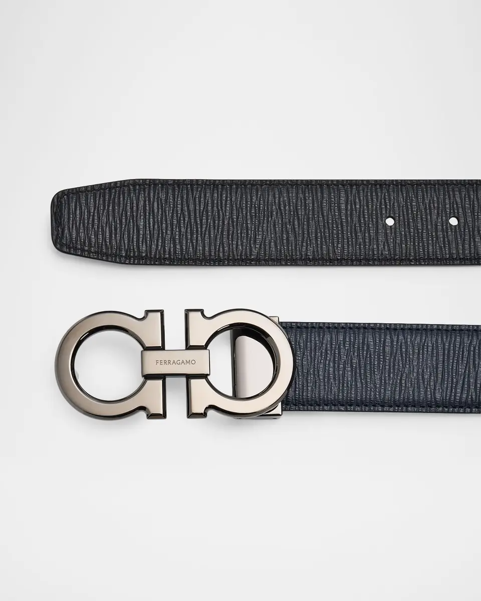 Ferragamo Men's Reversible Leather Gancini-Buckle Belt | Thumbnail 3 Ferragamo Men's Reversible Leather Gancini-Buckle Belt | Thumbnail 3