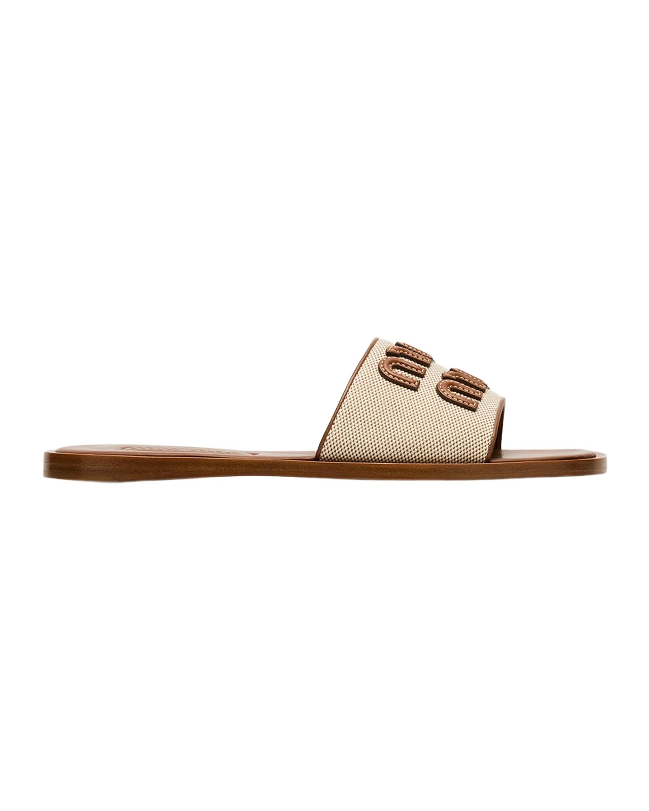 Canvas Logo Flat Slide Sandals Canvas Logo Flat Slide Sandals