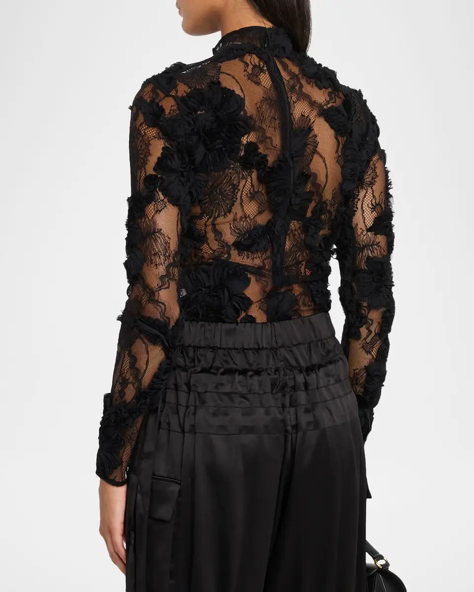 AKNVAS Freja Floral Lace Mock-Neck Top | Thumbnail 2