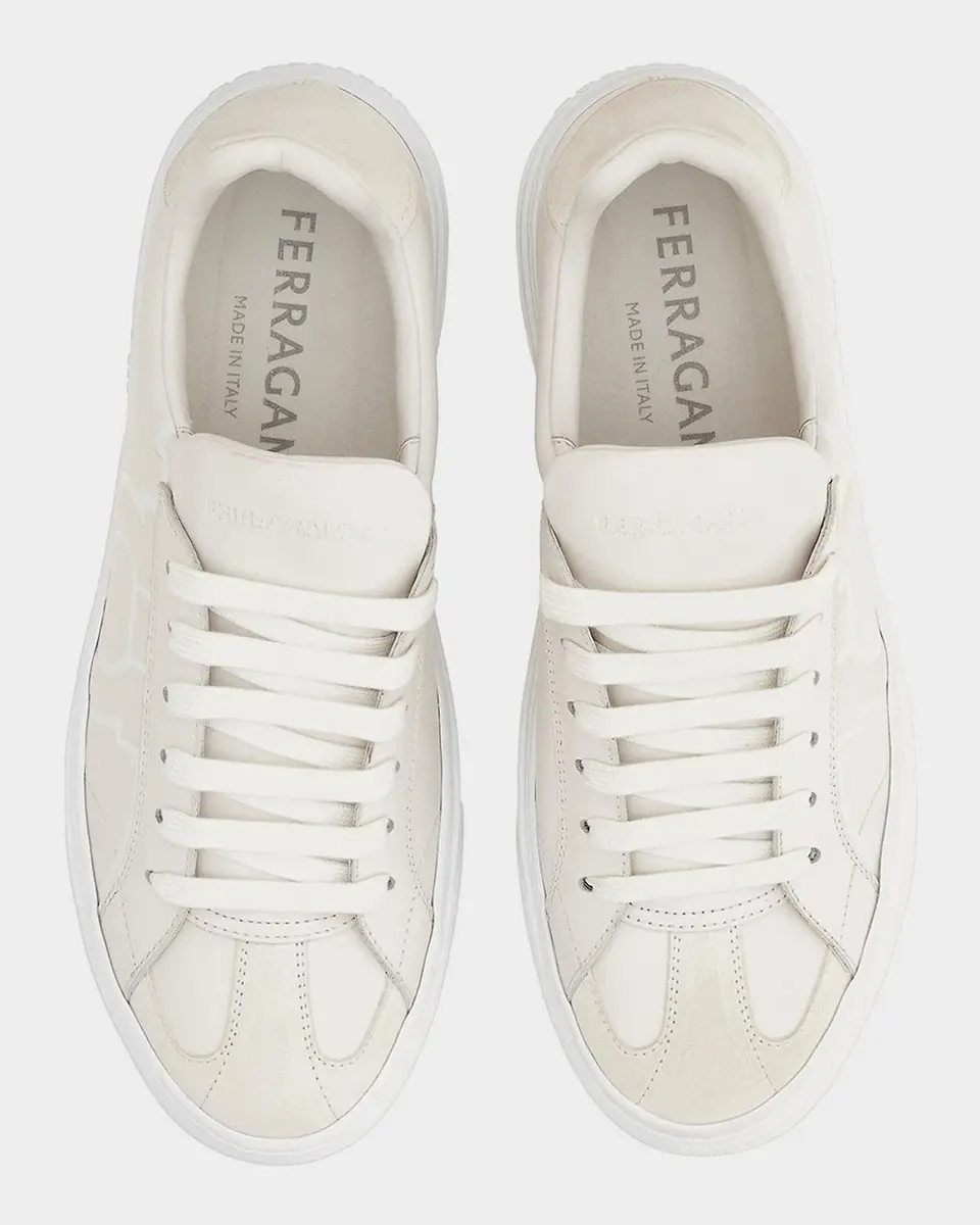 Ferragamo Men's Gancini Leather Low-Top Sneakers | Thumbnail 2 Ferragamo Men's Gancini Leather Low-Top Sneakers | Thumbnail 2