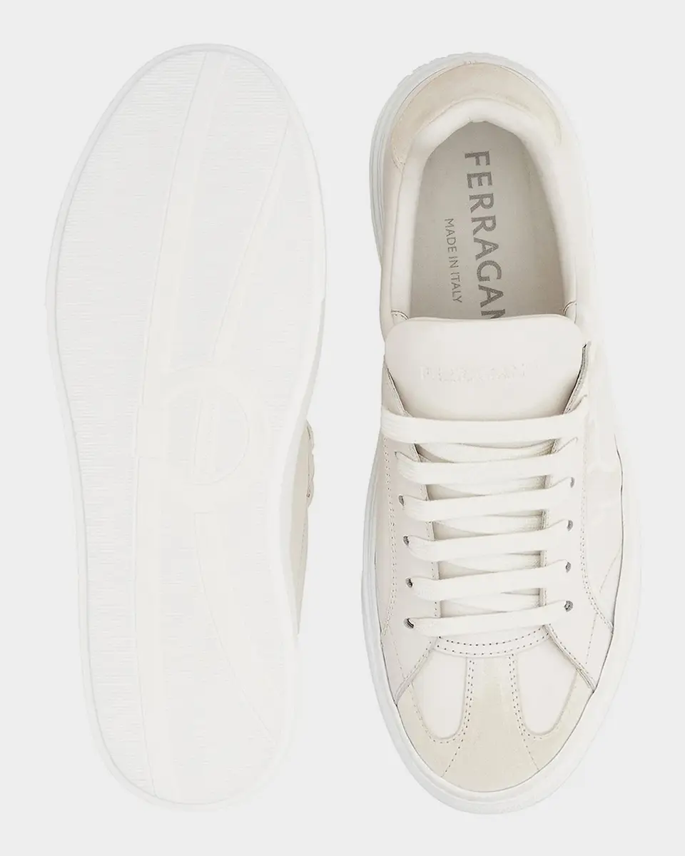 Ferragamo Men's Gancini Leather Low-Top Sneakers | Thumbnail 3 Ferragamo Men's Gancini Leather Low-Top Sneakers | Thumbnail 3