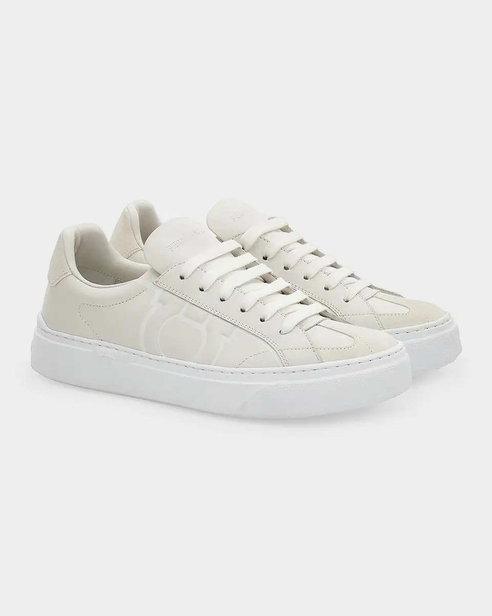 Ferragamo Men's Gancini Leather Low-Top Sneakers | Thumbnail 4 Ferragamo Men's Gancini Leather Low-Top Sneakers | Thumbnail 4