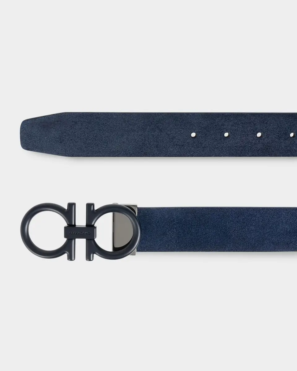Ferragamo Men's Suede Gancini-Buckle Belt | Thumbnail 2 Ferragamo Men's Suede Gancini-Buckle Belt | Thumbnail 2