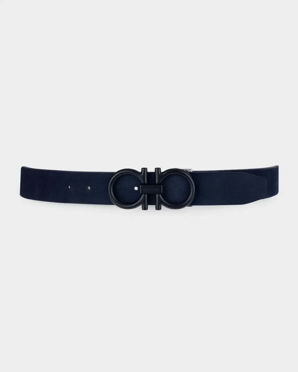 Ferragamo Men's Suede Gancini-Buckle Belt | Thumbnail 3 Ferragamo Men's Suede Gancini-Buckle Belt | Thumbnail 3