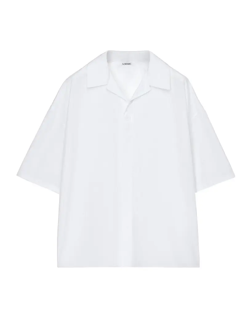 Loewe Men's Anagram Concealed-Placket Camp Shirt | Image 1 Loewe Men's Anagram Concealed-Placket Camp Shirt | Image 1