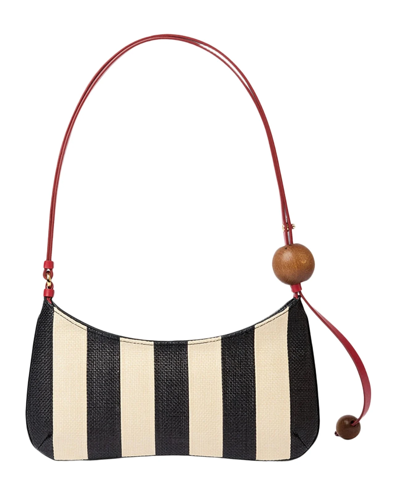 Le Bisou Perle Striped Raffia Shoulder Bag Le Bisou Perle Striped Raffia Shoulder Bag