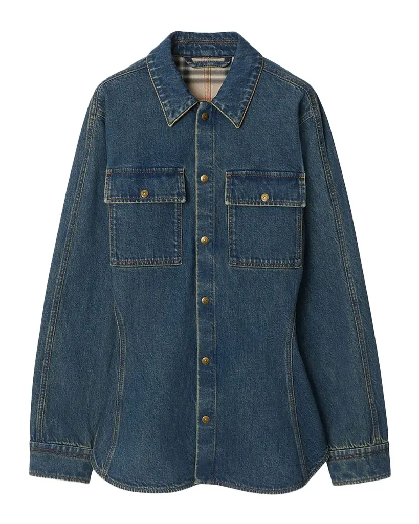 Burberry Dakota Check-Cuff Denim Button-Down Shirt | Image 1 Burberry Dakota Check-Cuff Denim Button-Down Shirt | Image 1