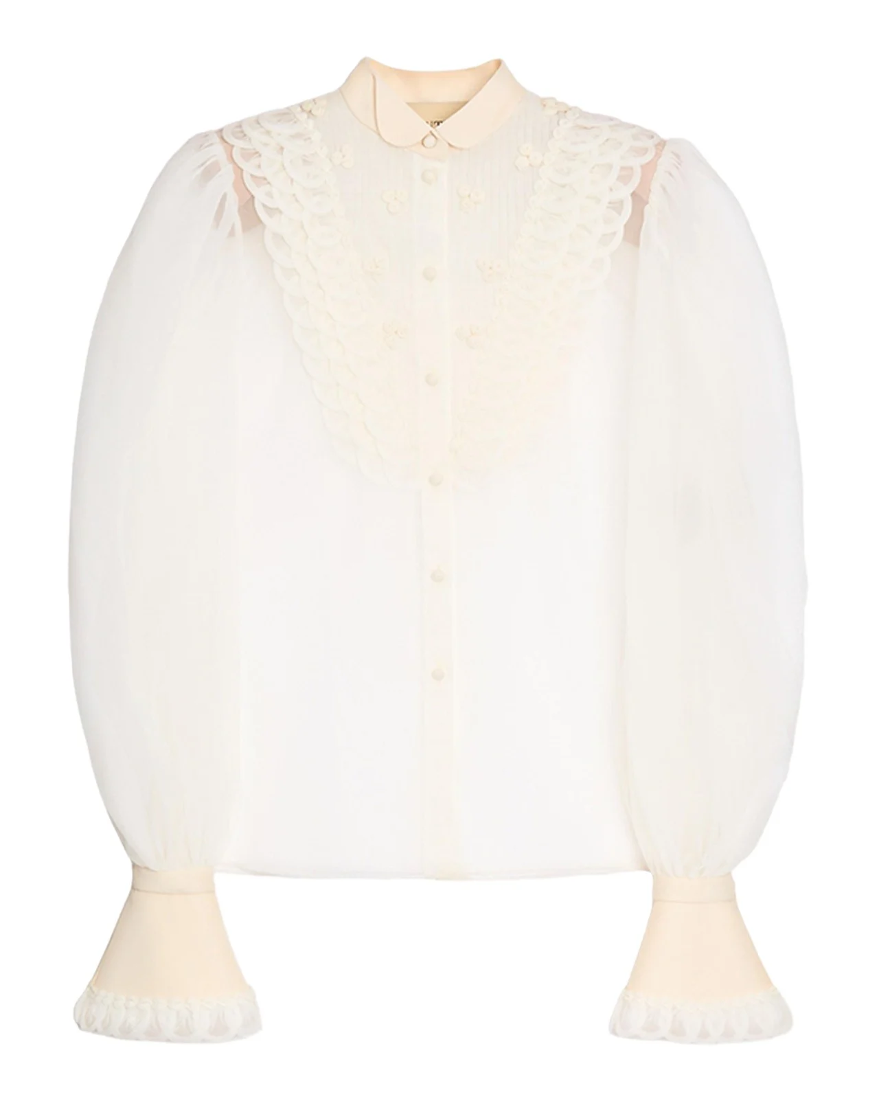 Embroidered Organza Bib Shirt Embroidered Organza Bib Shirt