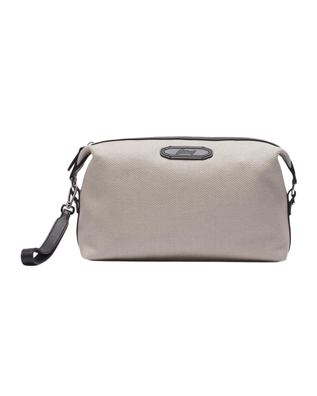 Brioni Men's Canvas and Leather Via Veneto Zip Pouch