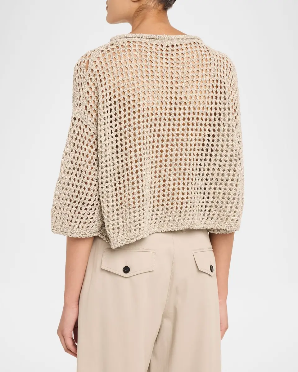 Lafayette 148 New York Oversized Open-Stitch Crop Sweater | Thumbnail 3 Lafayette 148 New York Oversized Open-Stitch Crop Sweater | Thumbnail 3