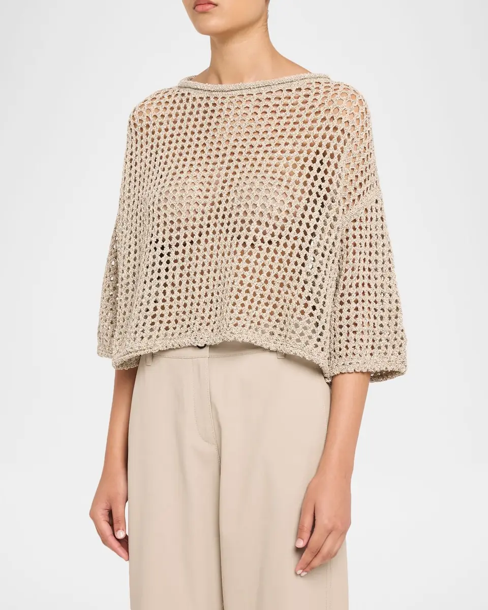 Lafayette 148 New York Oversized Open-Stitch Crop Sweater | Thumbnail 4 Lafayette 148 New York Oversized Open-Stitch Crop Sweater | Thumbnail 4